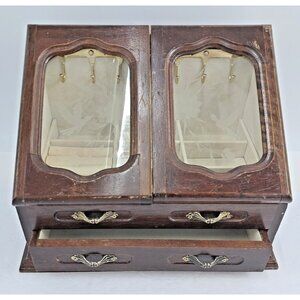 Mele Style Musical Jewelry Box Plays Country Roads Etched Hummingbirds Some Wear